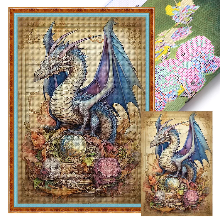 【Huacan Brand】Retro Poster - Dragon 16CT Stamped Cross Stitch 40*60CM