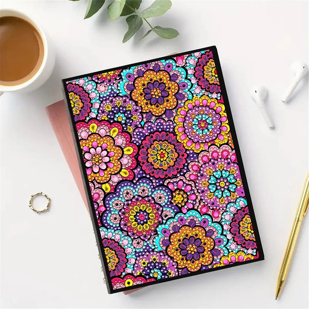 DIY Flower Diamond Painting Journals Notebooks 50 Pages A5 No Lines Special Shaped Diamond Art Kits for Beginners Craft Lovers and Artists (Mandala Pattern)