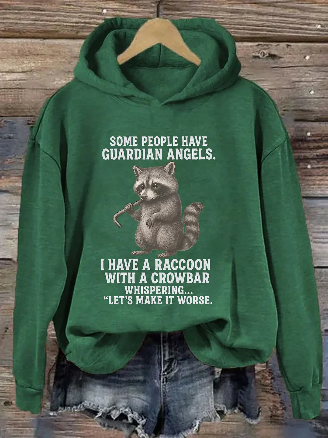 Some People Have Guardian Angels Raccoon With Crowbar Hoodie