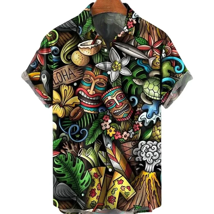 Skull 3D Hawaiian Shirt Men Oversized Summer Resort Casual Shirts at Hiphopee