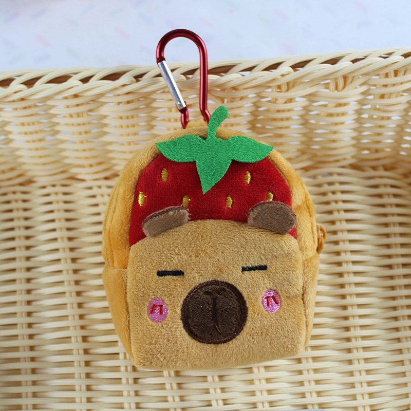 Kapibala Fruit Hat Coin Purse Cartoon Fruit Version Capybara Coin Purse Plush Small Backpack Bag Pendant