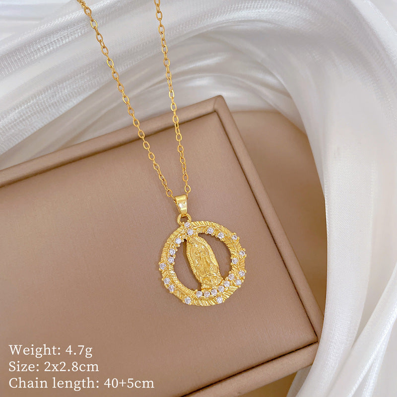 Ring Portrait Full Diamond Gorgeous Full Diamond Necklace Female Versatile Clavicle Chain Titanium Steel Chain