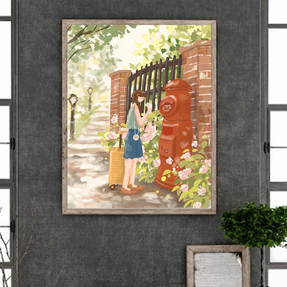 Full Round Diamond Painting 40*50cm - Healing Stick Figure Girl Letter