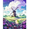 Diamond Painting-DIY Full Round Drill Windmills on Hills(40*50CM)