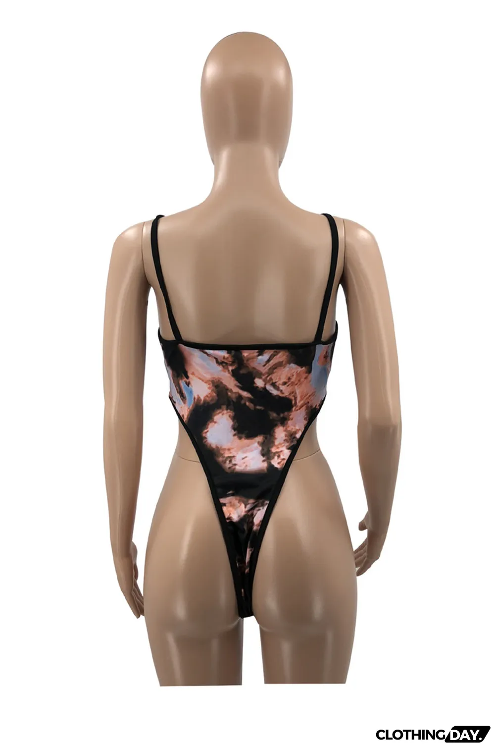 Multi-color Fashion Sexy Print Backless Spaghetti Strap Sleeveless Two Pieces