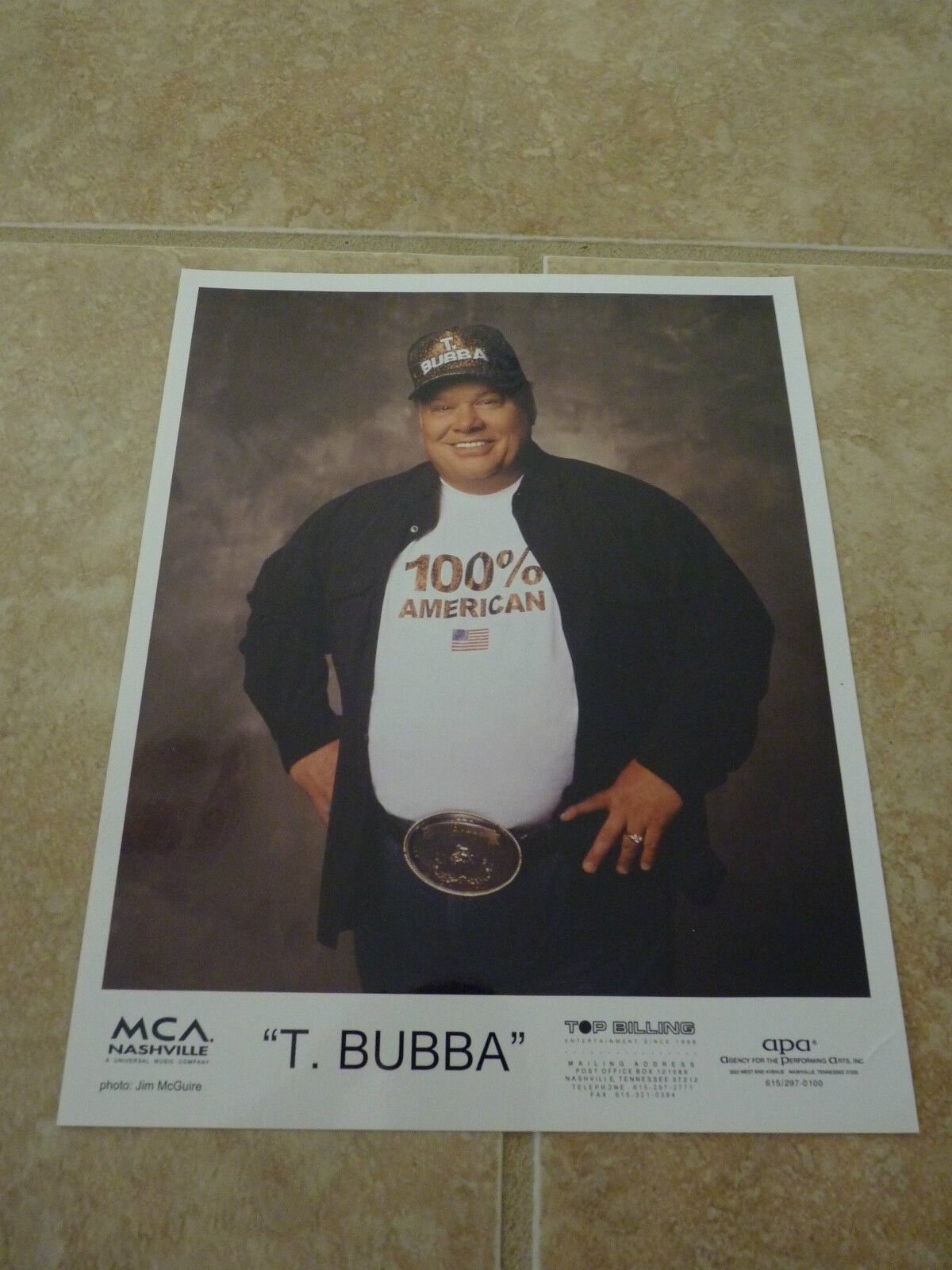 T. Bubba 8x10 Color Publicity Picture Promo Photo Poster painting