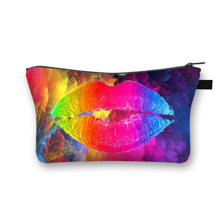 Colored lips Printed Hand Hold Travel Storage Cosmetic Bag Toiletry Bag