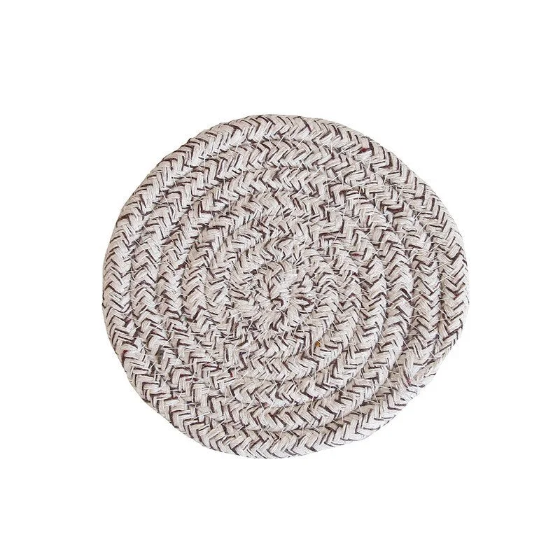 Handmade Cotton Rope Placemat Hand Woven Table Mats Napkin Tableware Drink Cup Coaster Insulation Pad Kitchen Dinner Home Decor