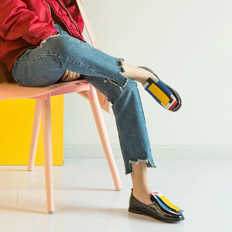 BONJOMARISA Brand Colored Flats Women Spring 2020 Large Size 32-43 Hot Sale Casual Low Heels Women Shoes Woman Slip-on Date Shoe