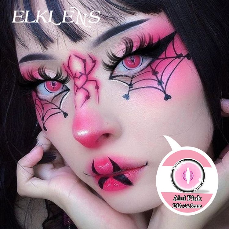 Halloween Aini Pink Cosplay Contact Lenses