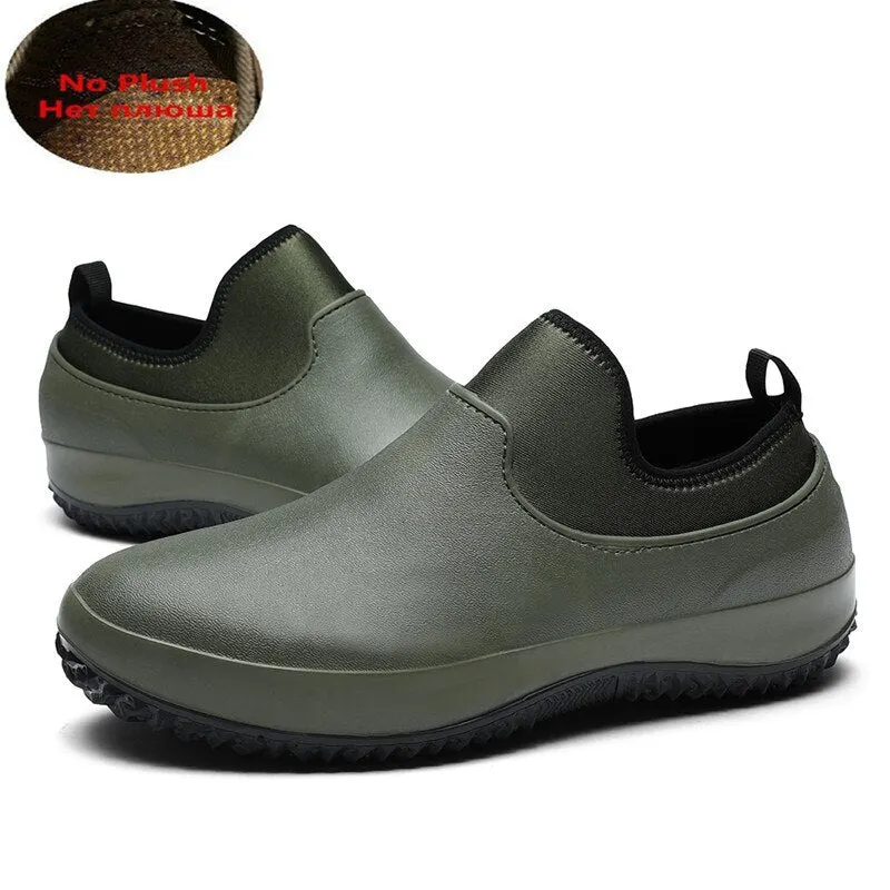 Mens Kitchen Working Shoes Non-slip Waterproof Chef Shoes Casual Unisex Work Shoes Water Shoes Rain Cotton Boots Plus Size 35-49