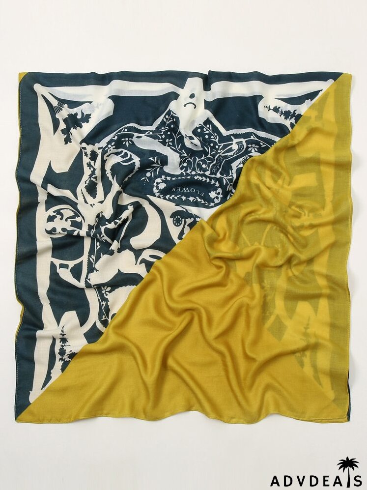 Floral & Letter Graphic Scarf