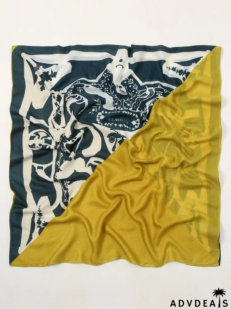 Floral & Letter Graphic Scarf