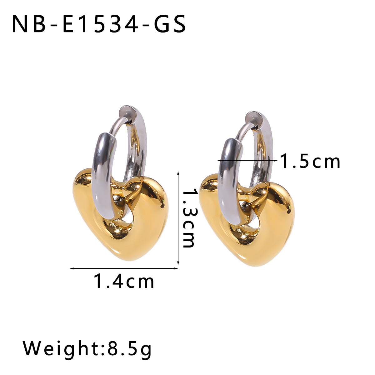 Stainless Steel Earrings For Women Love Heart Flower Crescent Geometric Pendant Earrings Titanium Steel Gold Steel Color Matching Earrings