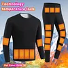 30 Areas USB Electric Heated Underwear Long Johns Heating Jacket (Black XL)