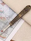 Vintage Carved Metal Seam Ripper with Safety Cover - Antique Stitch Unpicker & Thread Remover for Cross Stitch Mistakes tapestrymarket