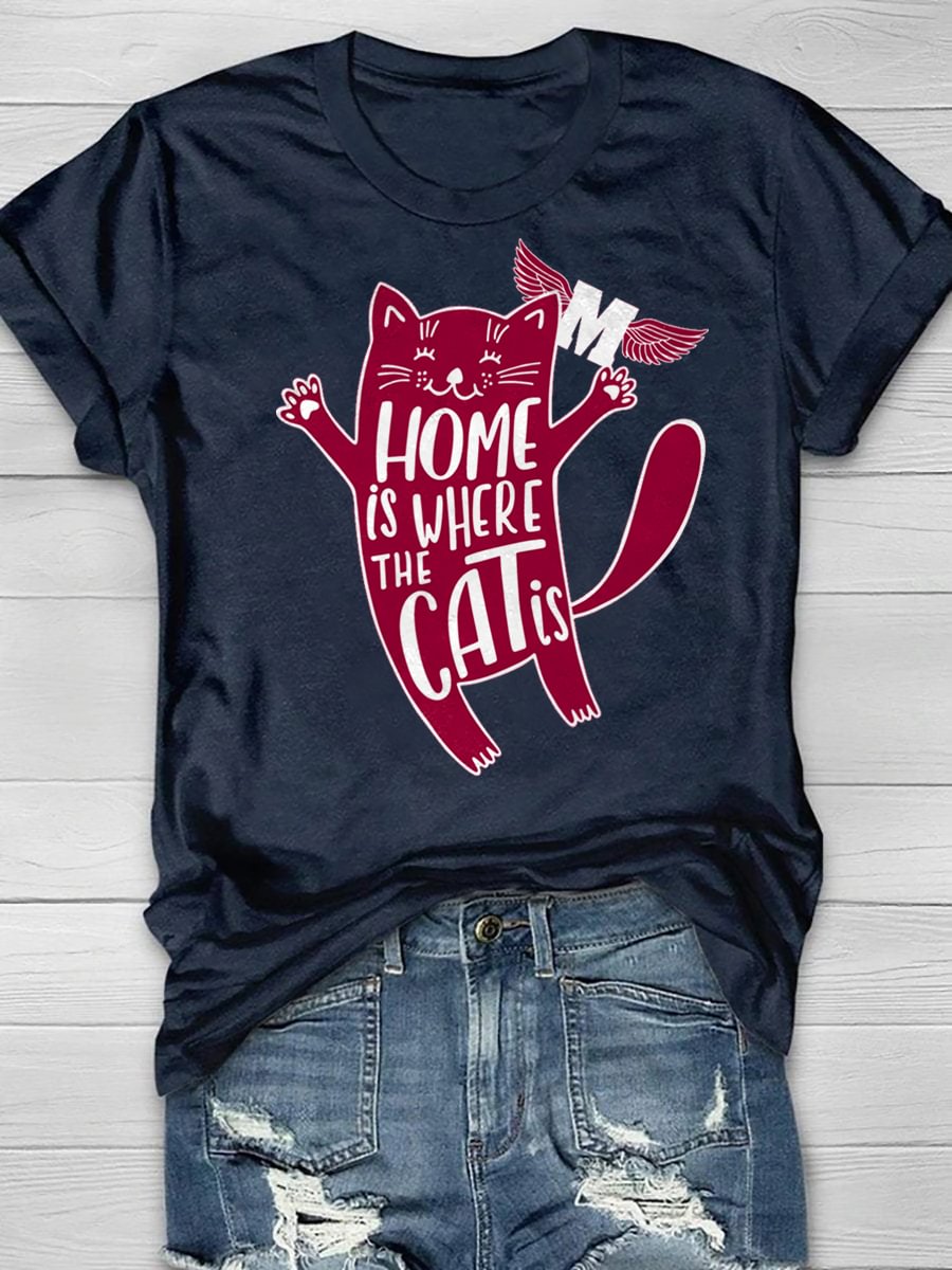 Cat Card Love Print Short Sleeve Comfort T-Shirt
