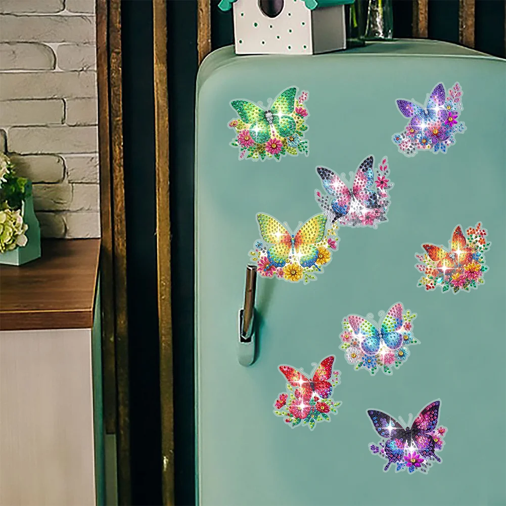 8Pcs Butterfly Special Shaped Diamond Painting Fridge Magnet Fridge Stickers