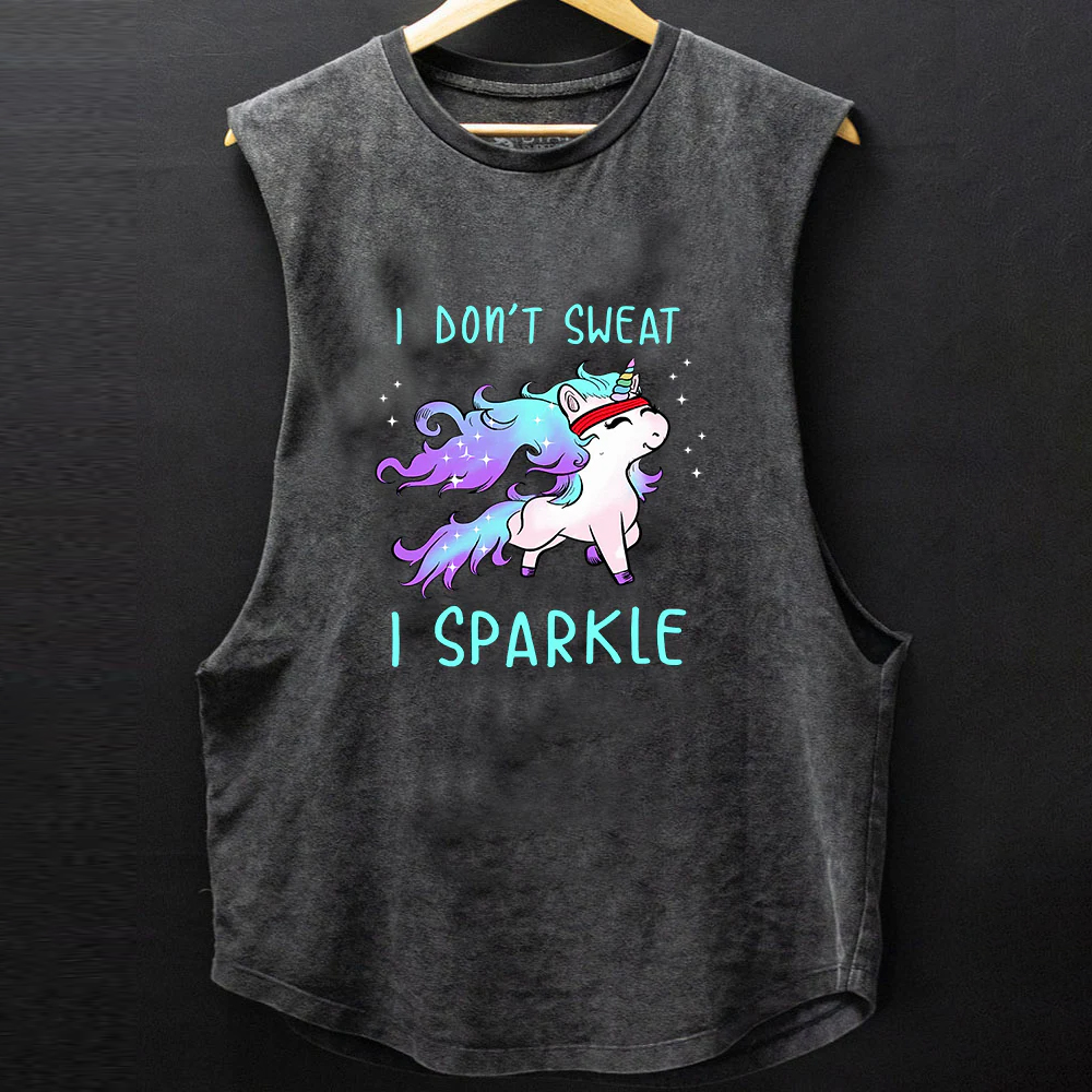 I DON'T SWEAT I SPARKLE SCOOP BOTTOM COTTON TANK