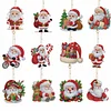 (US Local)12Pcs Christmas Diamond Painting Keychain Rhinestone Painting Keychain Pendant