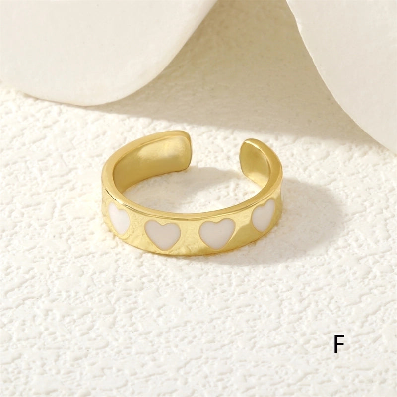 Cute Pentagram Copper Enamel Open Rings