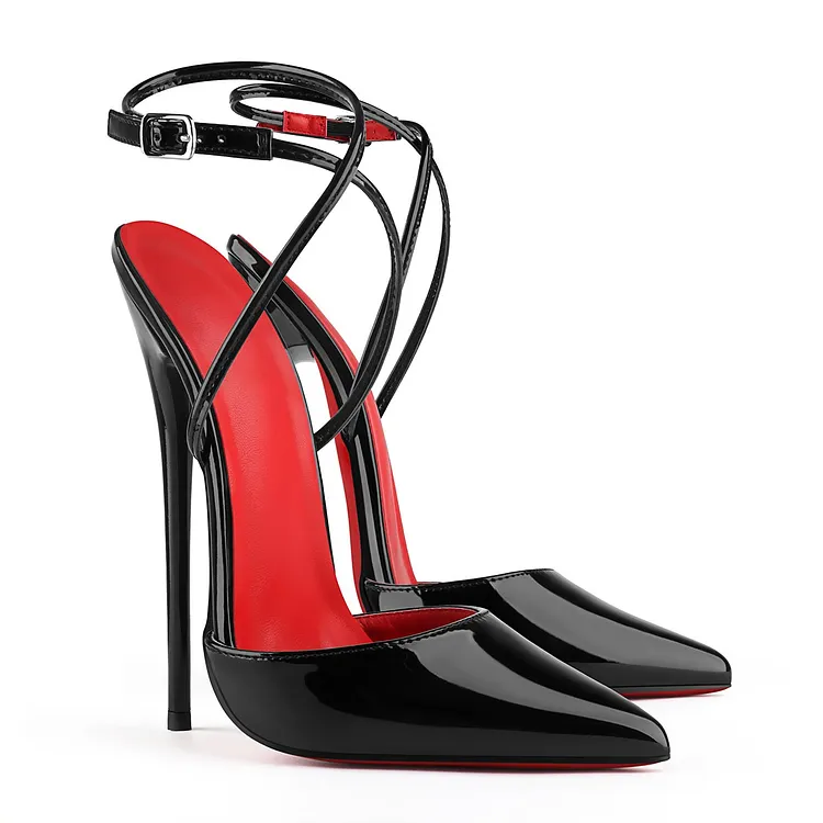 160mm/140mm Super high heels strappy Red Bottom classic pointed-toe stilettos VOCOSI VOCOSI