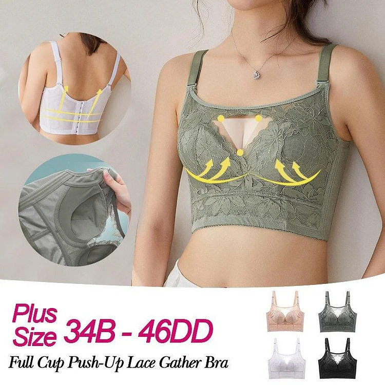 Front Hooks,Stretch-Lace, Super-Lift,and Posture Correction Bra,Women Full  Cup LaceThin Underwear,All in One Bra