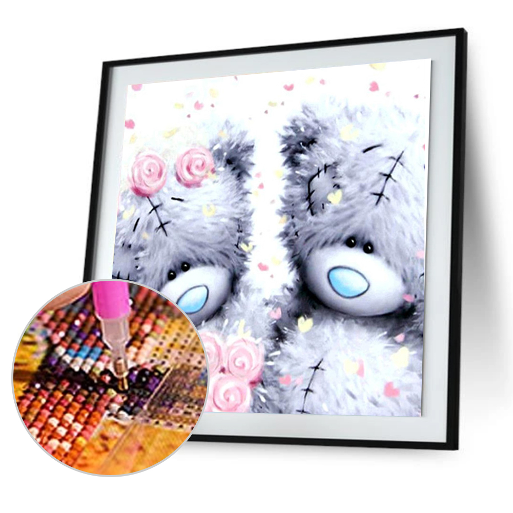 

30*30CM-Embroidery Lover Bear-Round Drill Diamond Painting, 501 Original