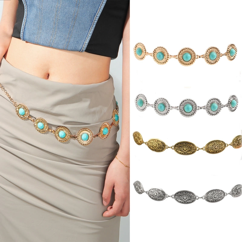 Basic Geometric Metal Unisex Chain Belts