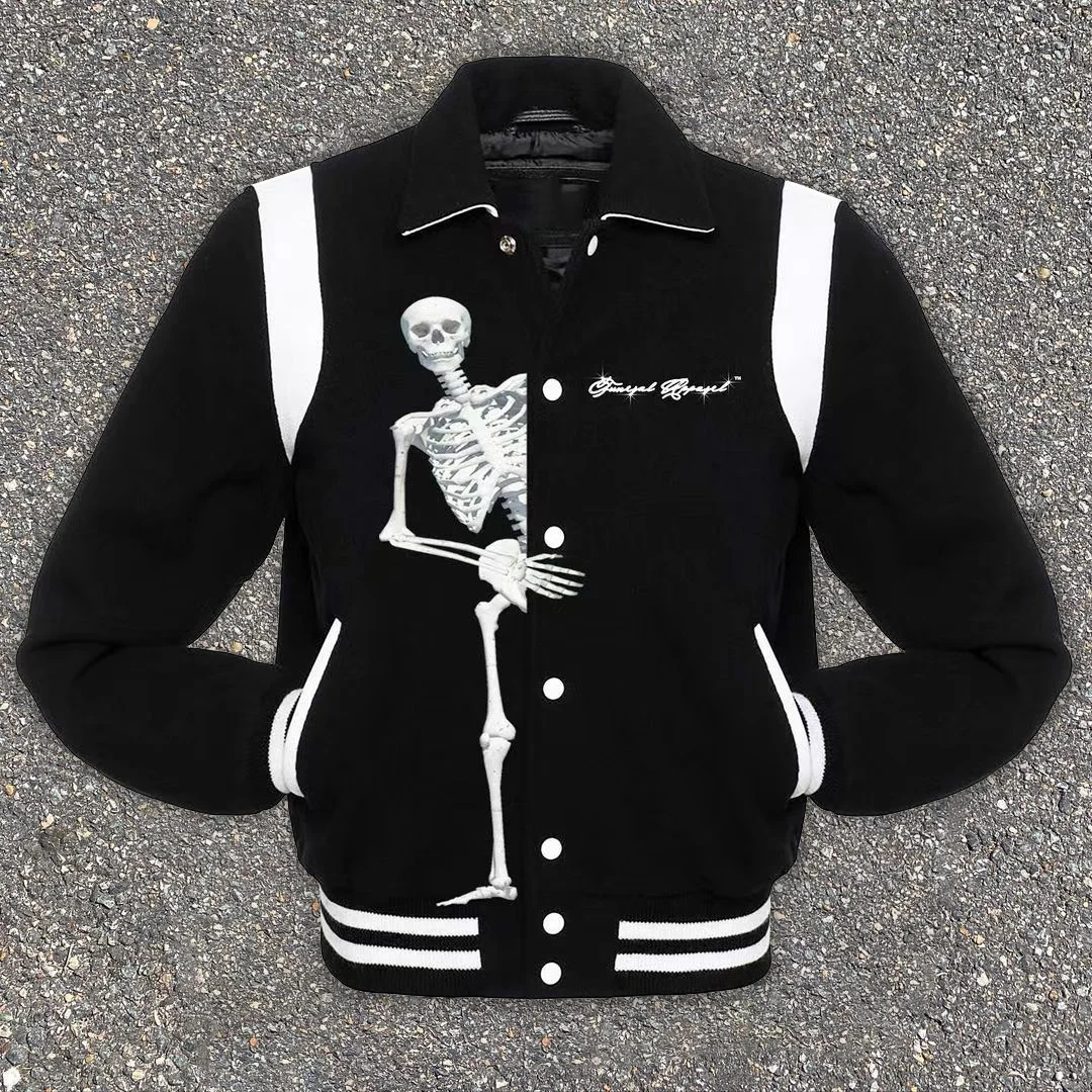 Secretly observing the skull baseball jacket