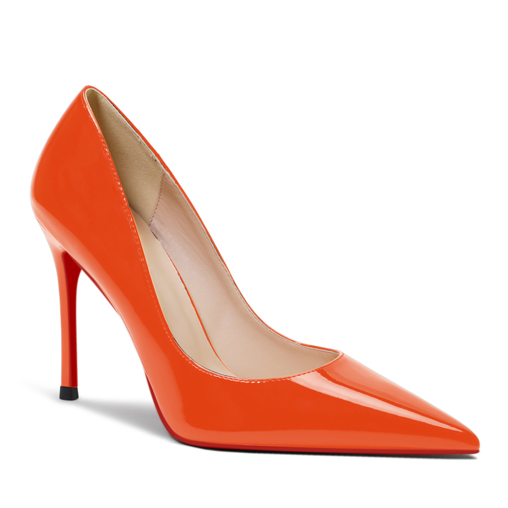 100mm Women's Red Bottom High Heels Party Daily Patent Pumps-MERUMOTE