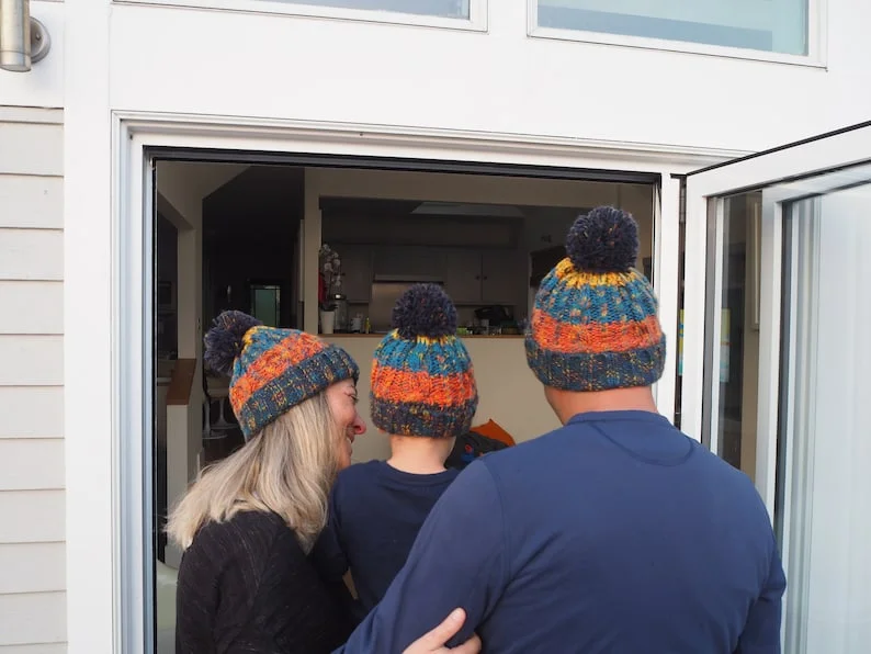 Chunky Beanie with PomPom for Family Matching Cozy Kids Beanie Family Valentines Gift mom