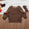 Kid Baby Girl Leopard Ruffle Tops+Bottoms+Headwear 3 Pcs Set