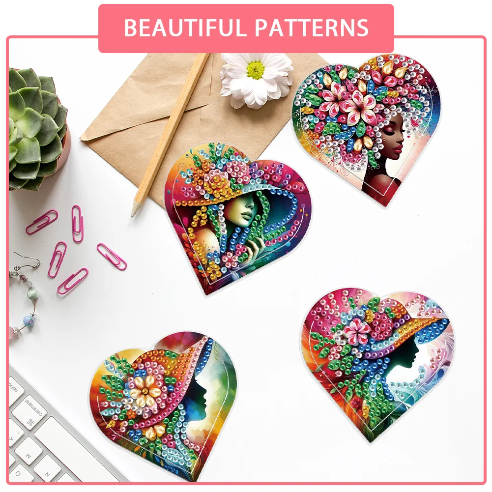 8 pcs Flower Women Diamond Painting Bookmarks Diamond Art Book Corner Kit