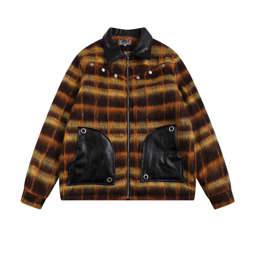 Men's Winter Plush Heavy Duty Cotton Coat Fashion Striped Coat