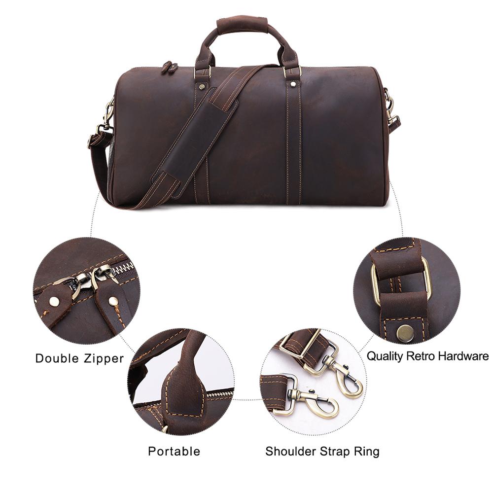 Handmade Genuine Leather Men Travel Bag Large Capacity Duffle Bag