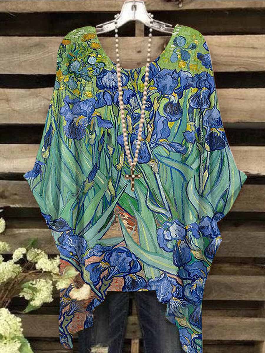 Blue Iris Floral Printed Women's Top