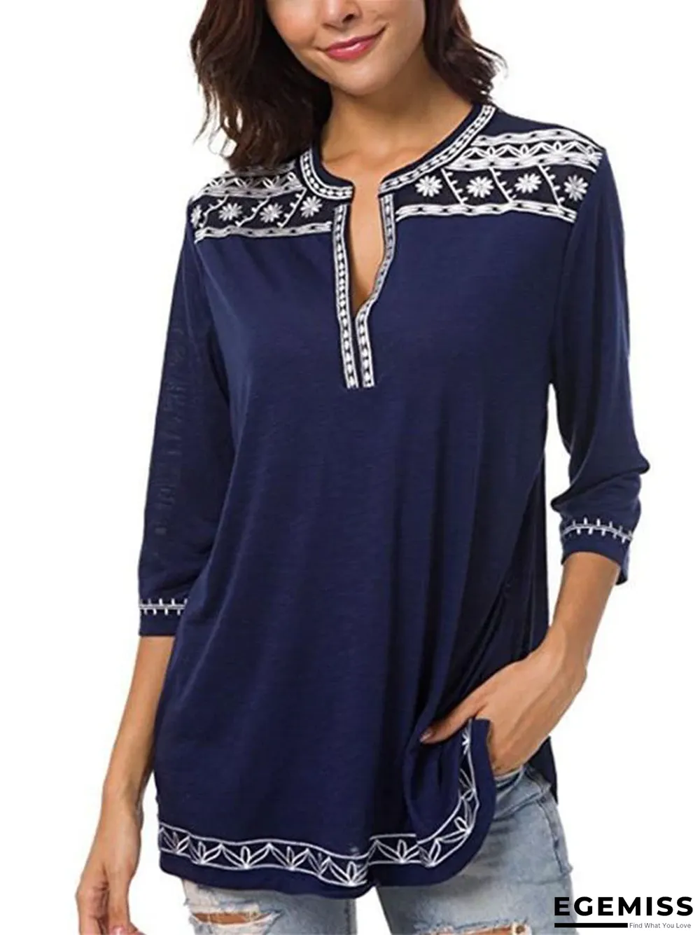 Elegant Women Vintage V-Neck Blouse Tops Tee T-Shirts Plus Size 5XL | EGEMISS