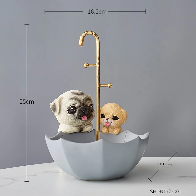 Nordic Storage Basket Dog Resin Animal Model Cute Sundries Key Candy Storage Resin Embellishments Children's Bedroom Decor Gifts