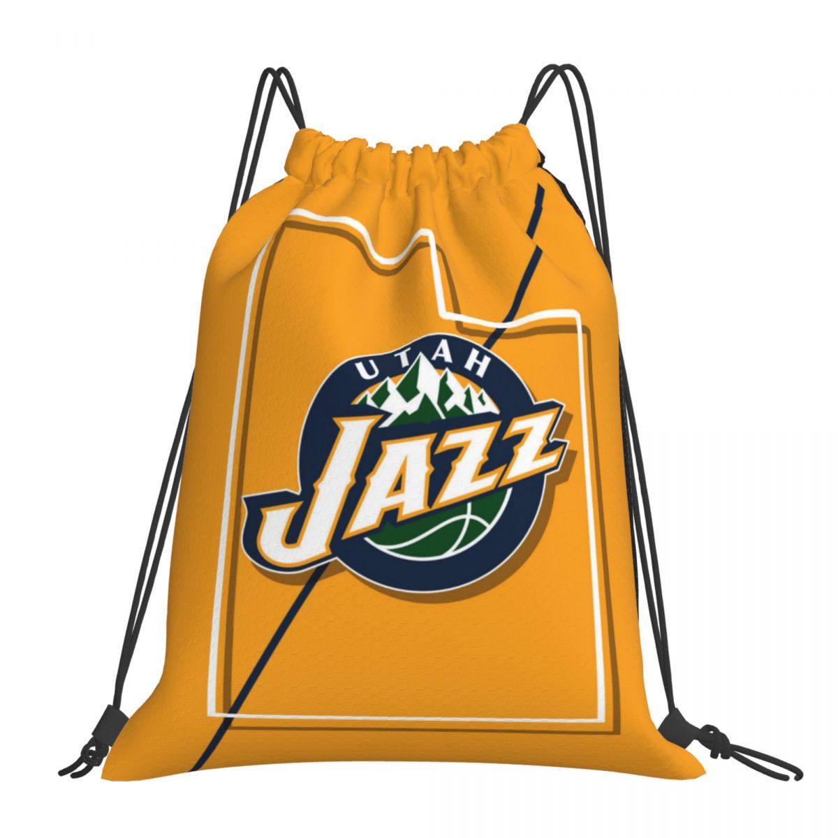 Utah Jazz Yellow Foldable Sports Gym Drawstring Bag