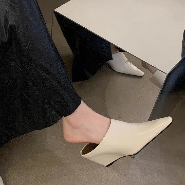 Yyvonne And Bao Head Half Slippers Women Wear 2025 Spring And Summer Small Square Lazy High And Muller Slippers Women