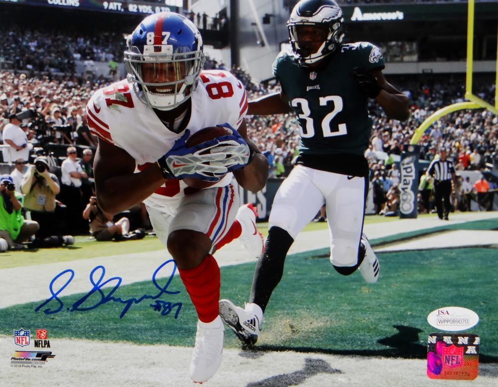 Sterling Shepard Signed NY Giants 8x10 TD vs Eagles PF Photo Poster painting- JSA W Auth *Blue