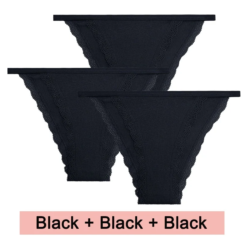 3PCS/Set Lace Women Panties Cotton Underwear Female Lingerie Sexy Panties for Female Intimates Finetoo Ladies Lace Pantys S-XL