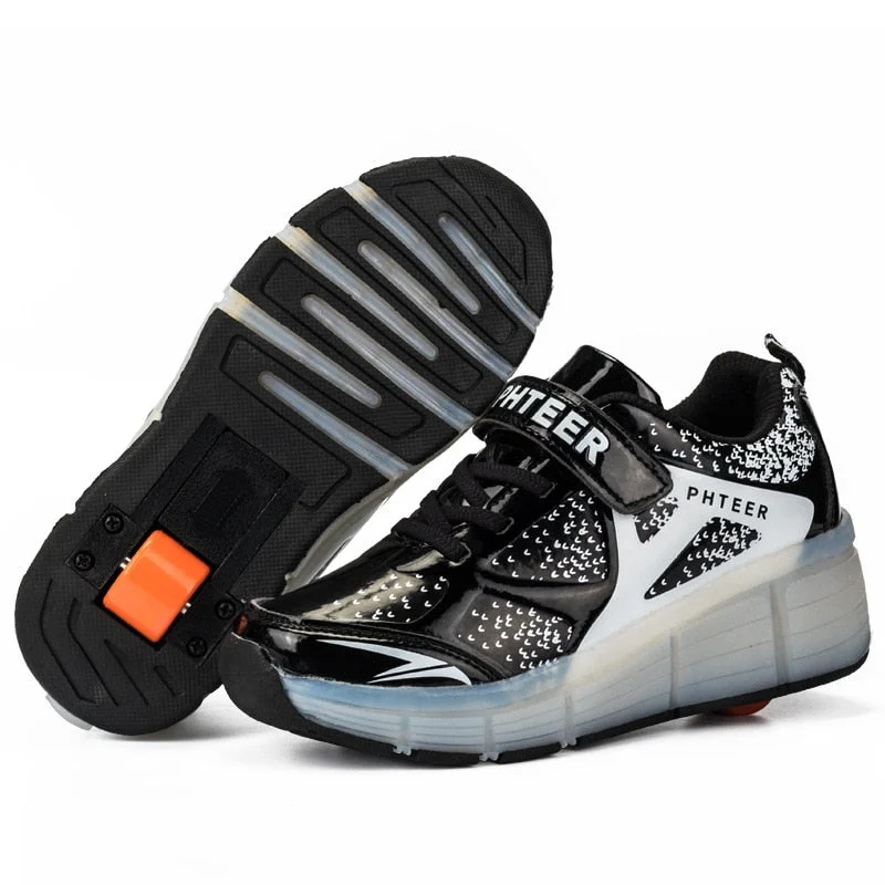 Children's Sports Shoes Single Wheel the Skating Shoes Boys and Girls Students Adult Transformative Shoes Wheeled Sports Shoes