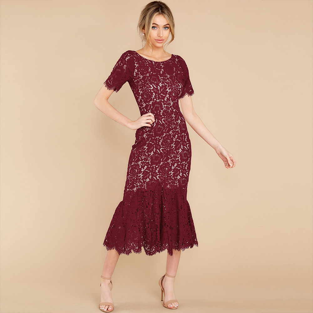  thdmladies I Can't Resist Deep Red Lace Midi Dress thedmladies
