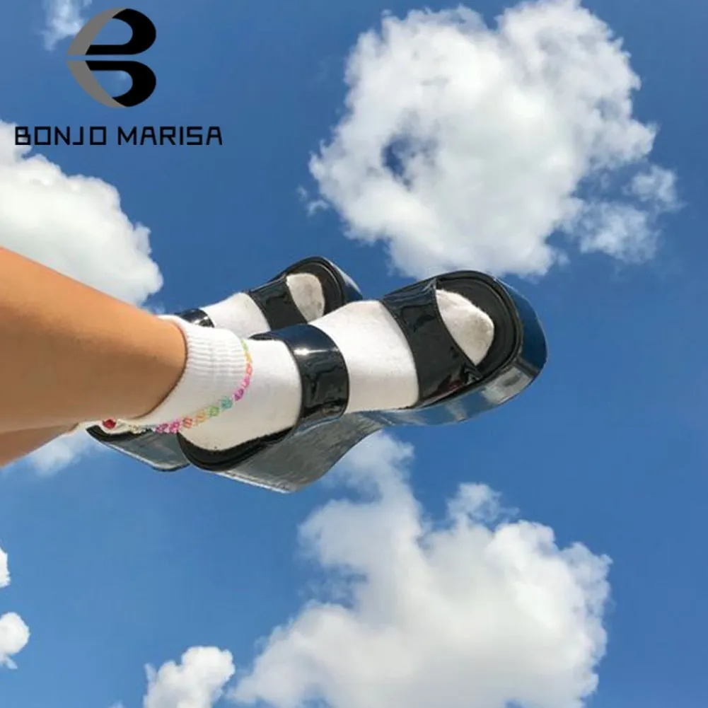 2021 Brand Goth Open Toe Platform Wedges Thick Bottom women's Sandals Slides Punk Outdoor Leisure Casual Summer Women Shoes