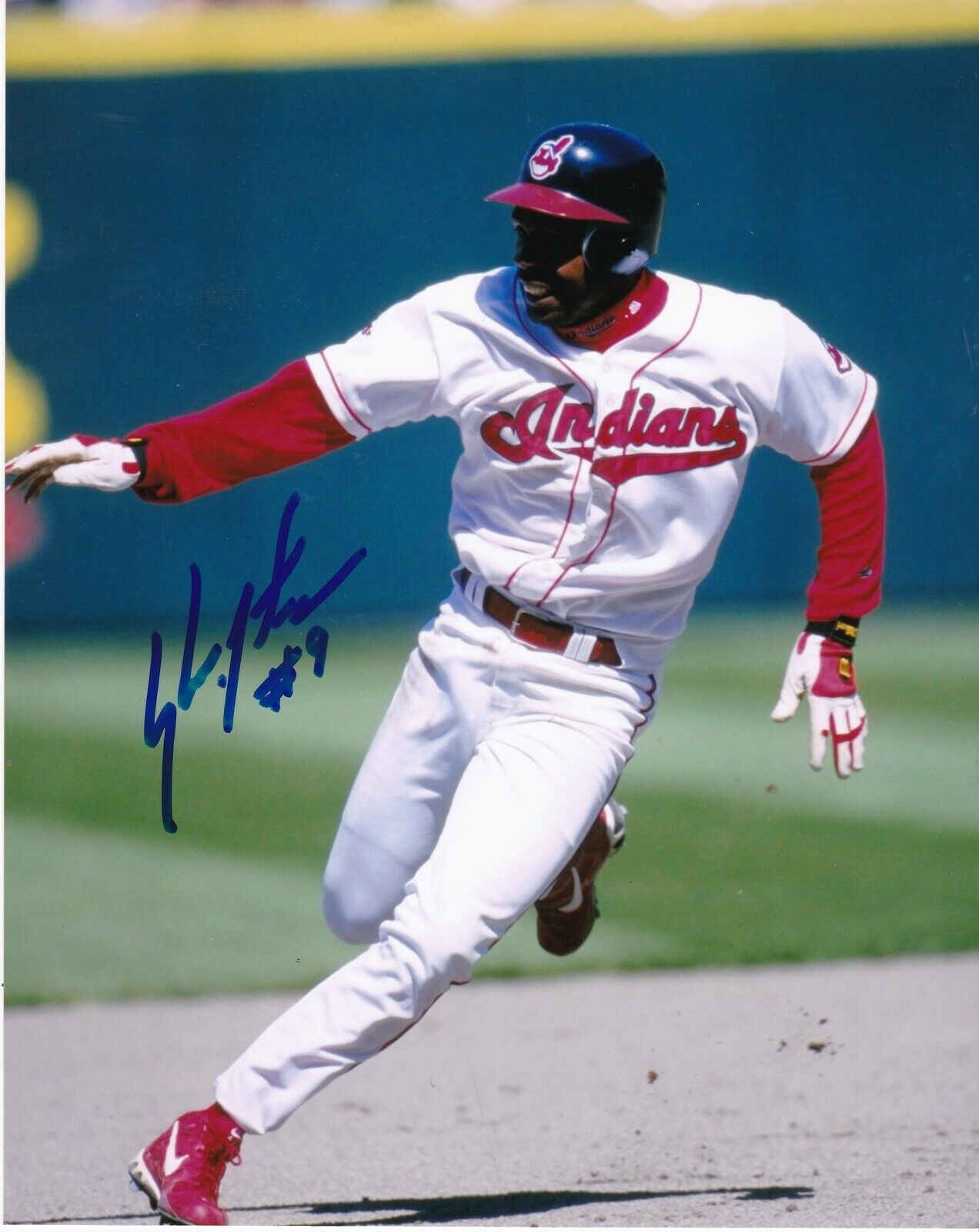 SHAWON DUNSTON CLEVELAND INDIANS ACTION SIGNED 8x10