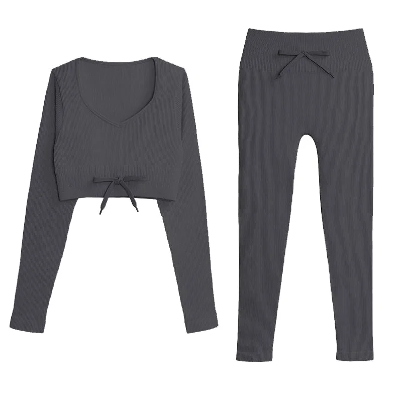 SVOKOR Sport Two Piece Sets Women Gym Tracksuits Workout 2Pcs Sexy Running Leggings Cycling Shorts Fitness Vest Short Crop Tops