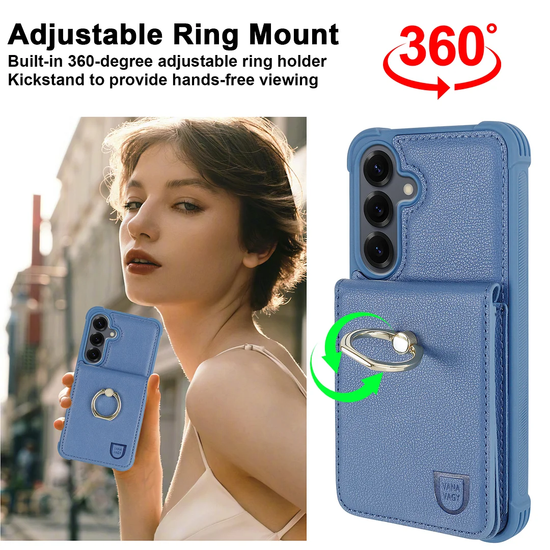 VANAVAGY Wallet Case Compatible for Galaxy S25 5G with Credit Card Holder and Coin Pocket