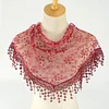 Floral Lace Triangular Scarf Breathable Tassels Hijab Shawl